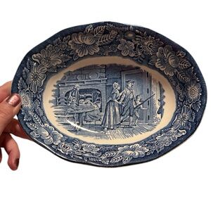 Liberty Blue Colonial Scene Vegetable Serving Oval Bowl